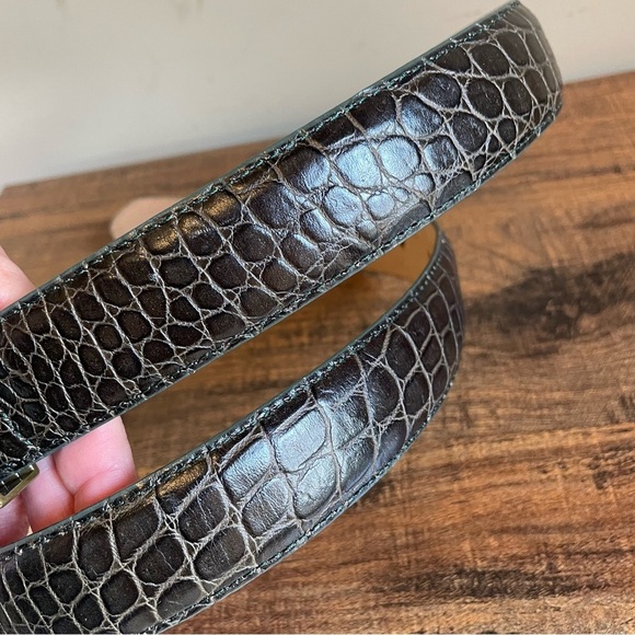 Talbots Genuine Italian Leather belt brownish black Large Crocodile - Picture 6 of 6